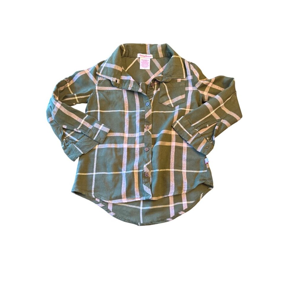 Tommy Bahama Plaid Button-Up Shirt For Girls Size 7 Cotton & Rayon Blend